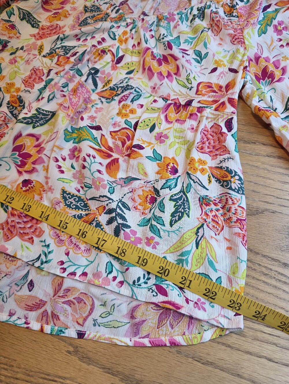 Old Navy Floral V-Neck Peasant Blouse Long Sleeve Boho Top Womens Size M - Picture 9 of 13